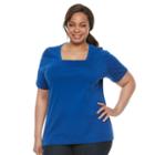 Plus Size Croft & Barrow&reg; Elbow Sleeve Tee, Women's, Size: 1xl, Dark Blue