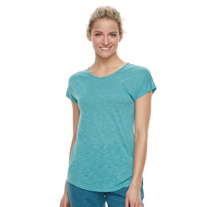 Women's Tek Gear&reg; Crisscross Open Back Tee, Size: Small, Turquoise/blue (turq/aqua)