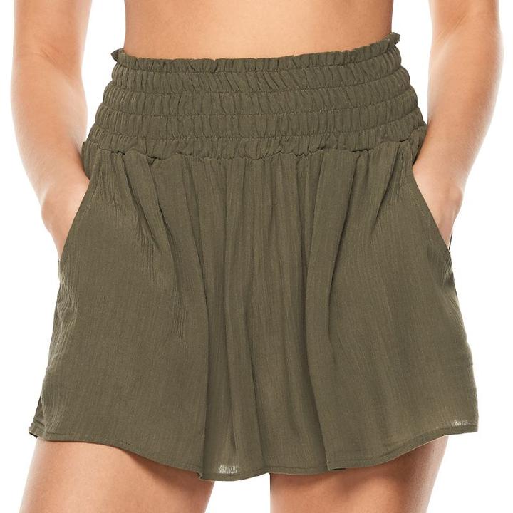 Madden Nyc Juniors' Smocked Waist Soft Shorts, Girl's, Size: Large, Dark Green