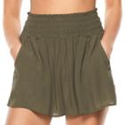 Madden Nyc Juniors' Smocked Waist Soft Shorts, Girl's, Size: Large, Dark Green