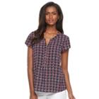Women's Croft & Barrow&reg; High-low Hem Crepe Henley, Size: Small, Brt Red