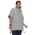 Plus Size Sonoma Goods For Life&trade; Cable Tassel Poncho Sweater, Women's, Size: 0x-1x, Med Grey