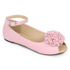 Journee Fleur Girls' Ankle Strap Flats, Size: 13, Pink