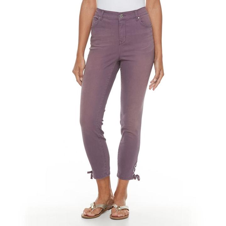 Women's Gloria Vanderbilt Alexandra Lace-up Ankle Jeans, Size: 12, Drk Purple