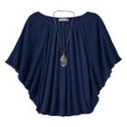 Girls Plus Size Speechless Flutter-sleeve Top & Necklace Set, Girl's, Size: Xl Plus, Blue (navy)