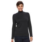 Women's Croft & Barrow&reg; Long Sleeve Mockneck Top, Size: Xxl, Black