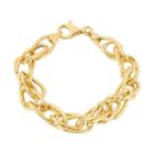 14k Gold Over Silver Textured Chain Link Bracelet, Women's, Size: 7.5, Yellow