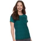 Petite Croft & Barrow&reg; Mixed Lace Short Sleeve Tee, Women's, Size: Xl Petite, Dark Blue