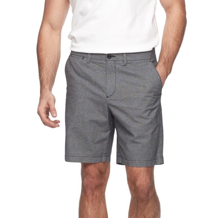 Men's Apt. 9&reg; Regular-fit Crosshatch Textured Stretch Shorts, Size: 40, Black