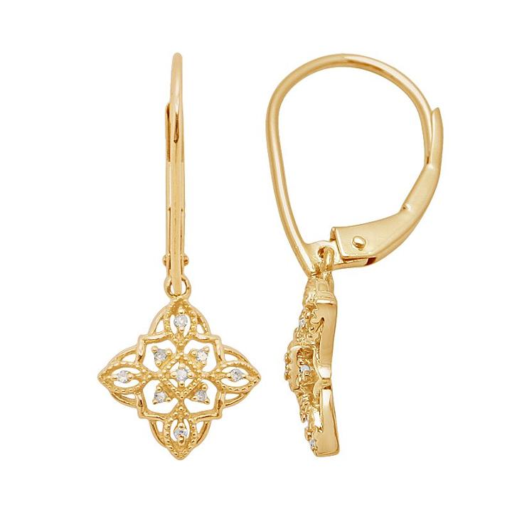 10k Gold Diamond Accent Drop Earrings, Women's, Yellow
