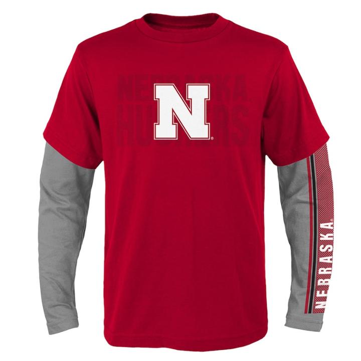 Boys 8-20 Nebraska Cornhuskers Playmaker Tee Set, Size: L 14-16, Dark Red