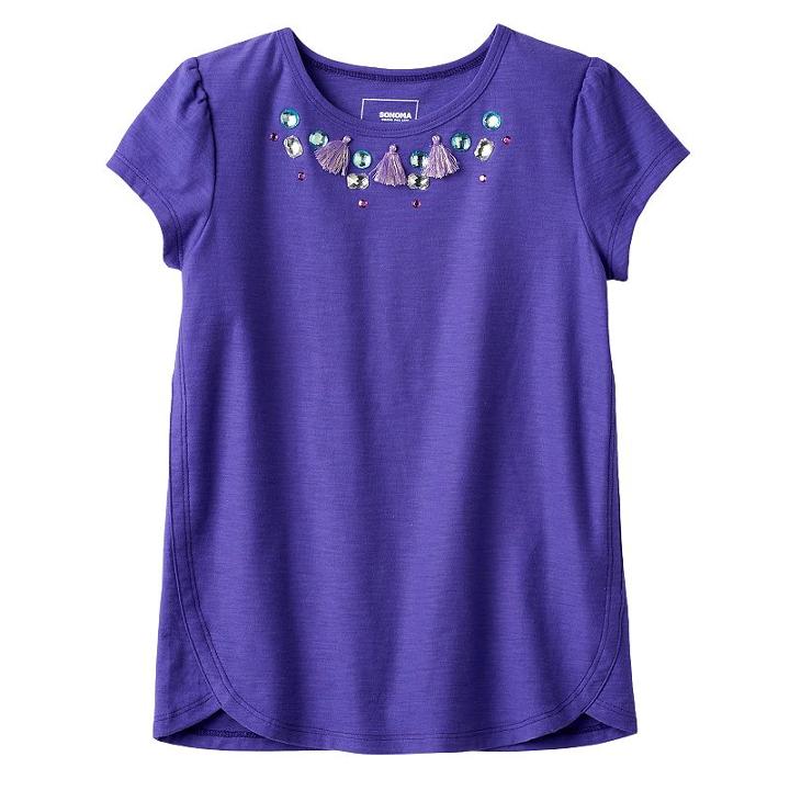 Girls 4-7 Sonoma Goods For Life&trade; Slubbed Short Sleeve Graphic Tee, Girl's, Size: 6, Purple