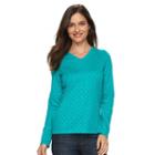 Women's Croft & Barrow&reg; Classic V-neck Tee, Size: Xl, Turquoise/blue (turq/aqua)
