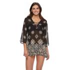 Women's Portocruz Floral Lace-up Chiffon Cover-up, Size: Large, Ovrfl Oth