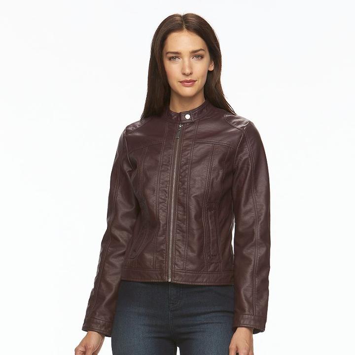 Women's Apt. 9&reg; Faux-leather Jacket, Size: Large, Brown