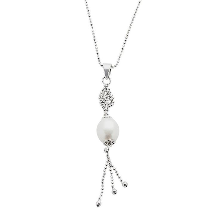 Sterling Silver Freshwater Cultured Pearl Twist Pendant, Women's, Size: 18, White