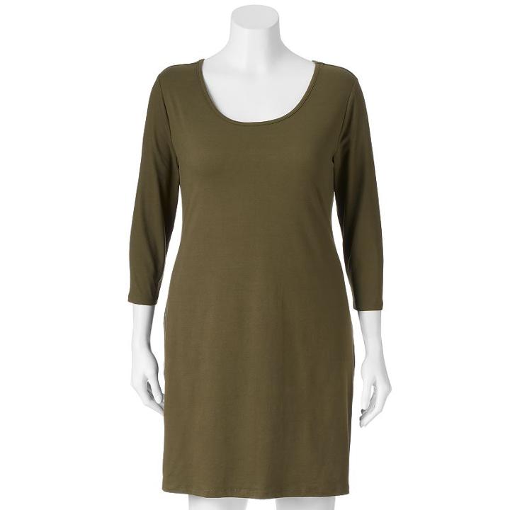 Juniors' Plus Size Mudd&reg; Scoopneck Bodycon Dress, Girl's, Size: 2xl, Med Green