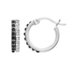 Platinum Over Silver Black & White Diamond Mystique Hoop Earrings, Women's, Grey
