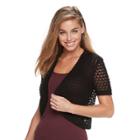 Women's Ronni Nicole Open-work Crochet Shrug, Size: Medium, Black