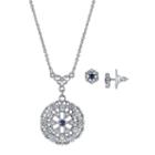 Downton Abbey Filigree Necklace & Stud Earring Set, Women's, Size: 16, Blue