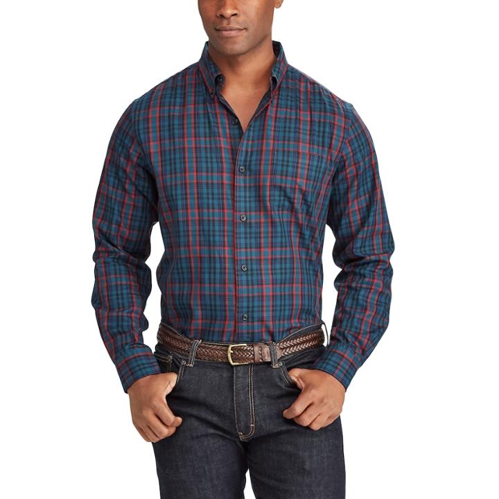 Men's Chaps Classic-fit Easy-care Button-down Shirt, Size: Medium, Green