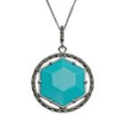 Tori Hill Simulated Turquoise And Marcasite Sterling Silver Geometric Pendant Necklace, Women's, Size: 18, Multicolor
