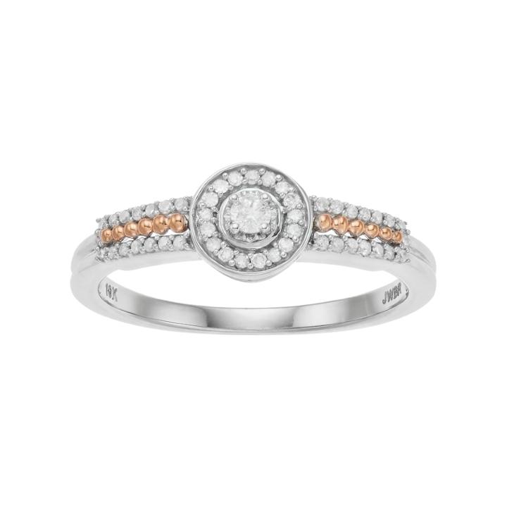 Two Tone 10k Gold 1/6 Carat T.w. Diamond Ring, Women's, Size: 7, White