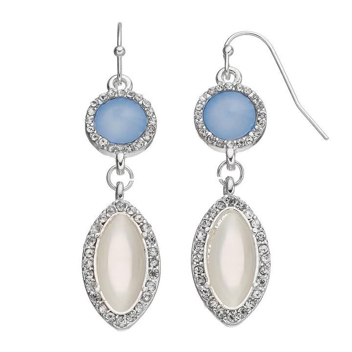 Jennifer Lopez Round & Marquise Halo Drop Earrings, Women's, Blue