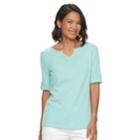 Women's Croft & Barrow&reg; Splitneck Top, Size: Large, Turquoise/blue (turq/aqua)