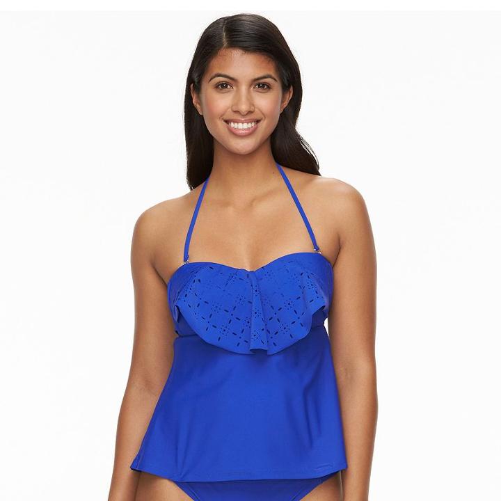 Juniors' So&reg; Flounce Halterkini Top, Women's, Size: Xs, Brt Blue