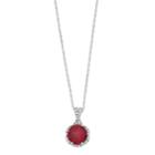 Sterling Silver Lab-created Ruby & White Sapphire Circle Halo Pendant Necklace, Women's, Size: 18, Red