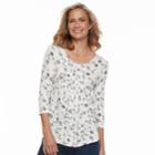 Petite Croft & Barrow&reg; Printed Smocked Top, Women's, Size: S Petite, White