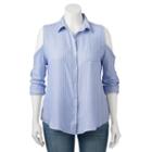 Juniors' Plus Size So&reg; Cold Shoulder Pleated Shirt, Girl's, Size: 1xl, Light Blue