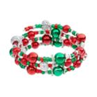 Red & Green Beaded Coil Bracelet, Women's, Multicolor