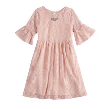 Girls 7-16 Three Pink Hearts Lace Overlay Dress, Size: 12, Light Pink
