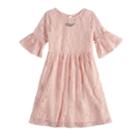 Girls 7-16 Three Pink Hearts Lace Overlay Dress, Size: 12, Light Pink