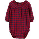 Baby Girl Oshkosh B'gosh&reg; Ruffled Henley Bodysuit, Size: 18-24 Month, Plaid