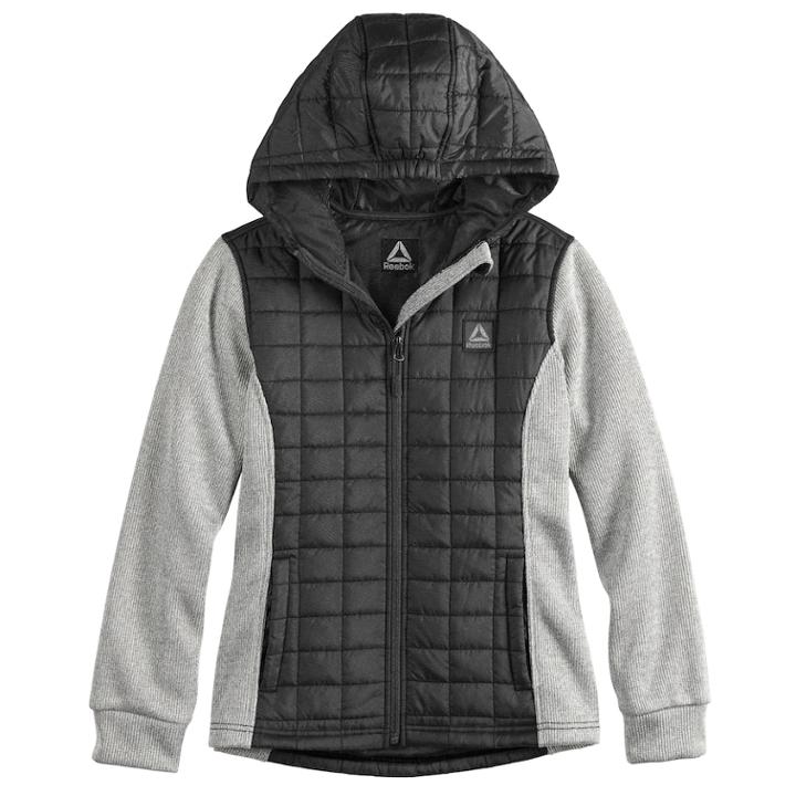 Girls 7-16 Reebok Spyder Fleece & Quilted Midweight Bubble Jacket, Size: 7-8, Grey (charcoal)