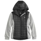 Girls 7-16 Reebok Spyder Fleece & Quilted Midweight Bubble Jacket, Size: 7-8, Grey (charcoal)