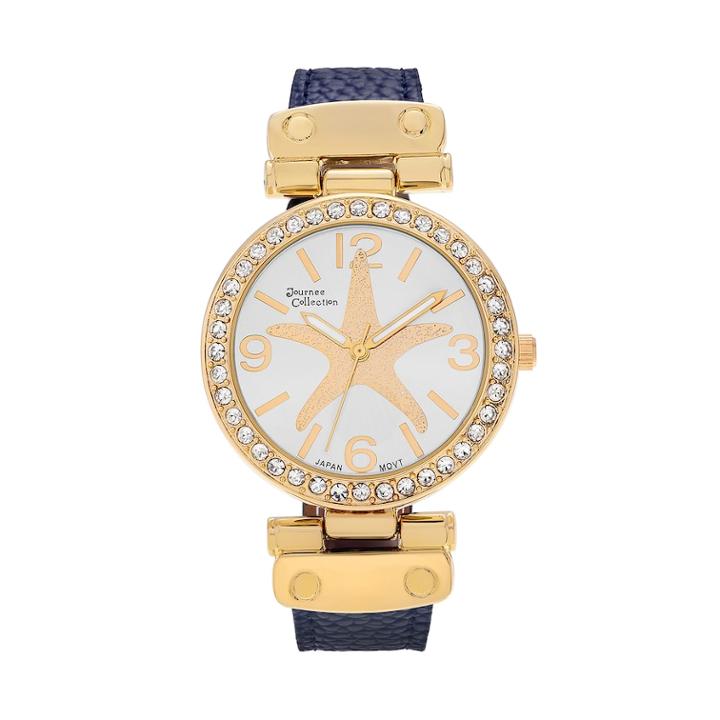Journee Collection Women's Crystal Starfish Watch, Size: Medium, Yellow