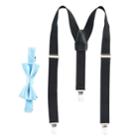 Boys 4-20 Chaps Bair Houndstooth Bow-tie & Suspenders Set, Turquoise/blue (turq/aqua)