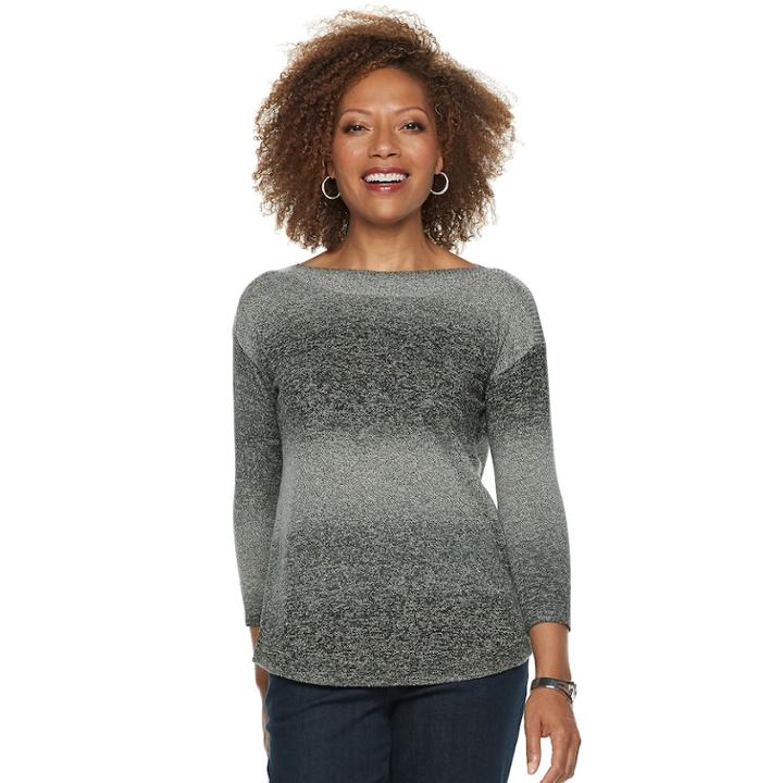 Petite Napa Valley Curved Hem Sweater, Women's, Size: L Petite, Dark Grey