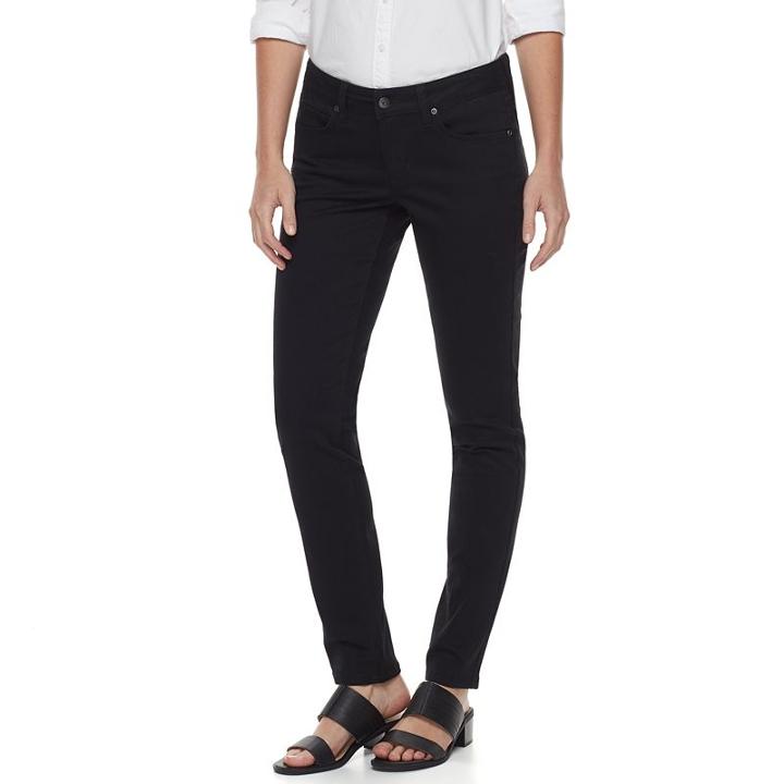 Women's Sonoma Goods For Life&trade; Curvy Fit Sateen Skinny Pants, Size: 4 - Regular, Black
