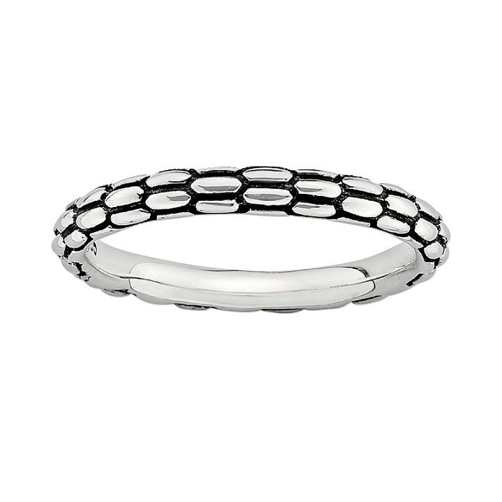 Stacks And Stones Sterling Silver Textured Stack Ring, Women's, Size: 5, Grey
