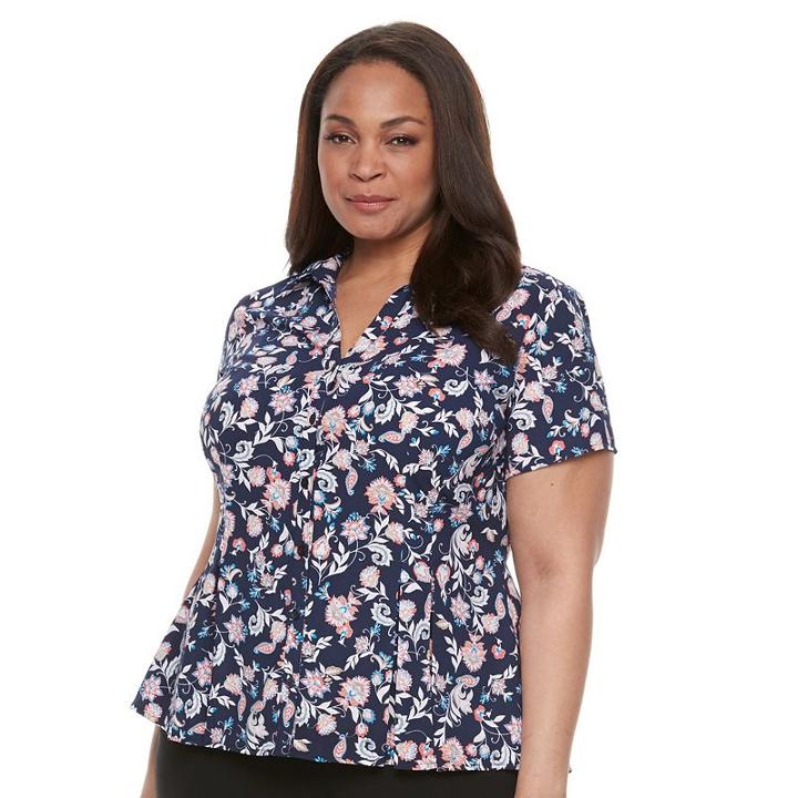 Plus Size Dana Buchman Release-pleat Blouse, Women's, Size: 3xl, Light Pink