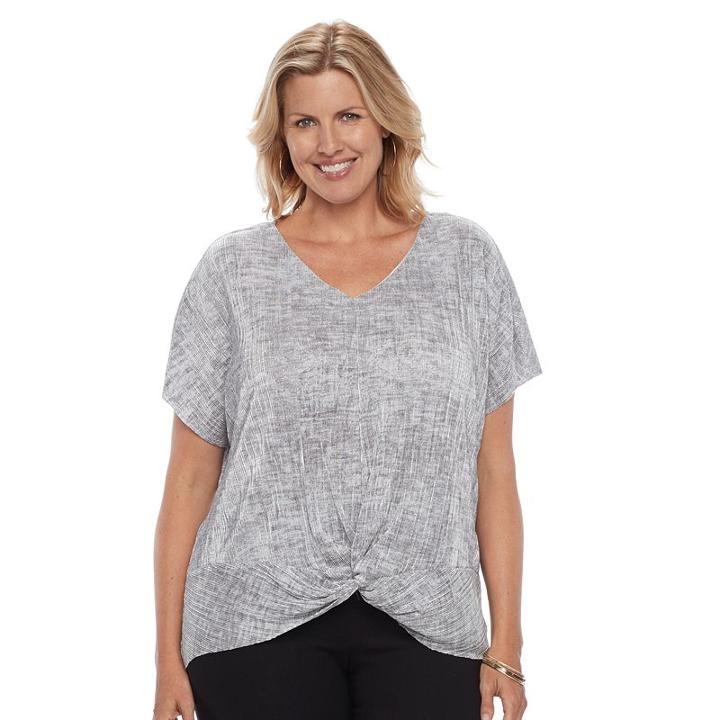 Plus Size Dana Buchman Textured Twist-front Top, Women's, Size: 2xl, Silver