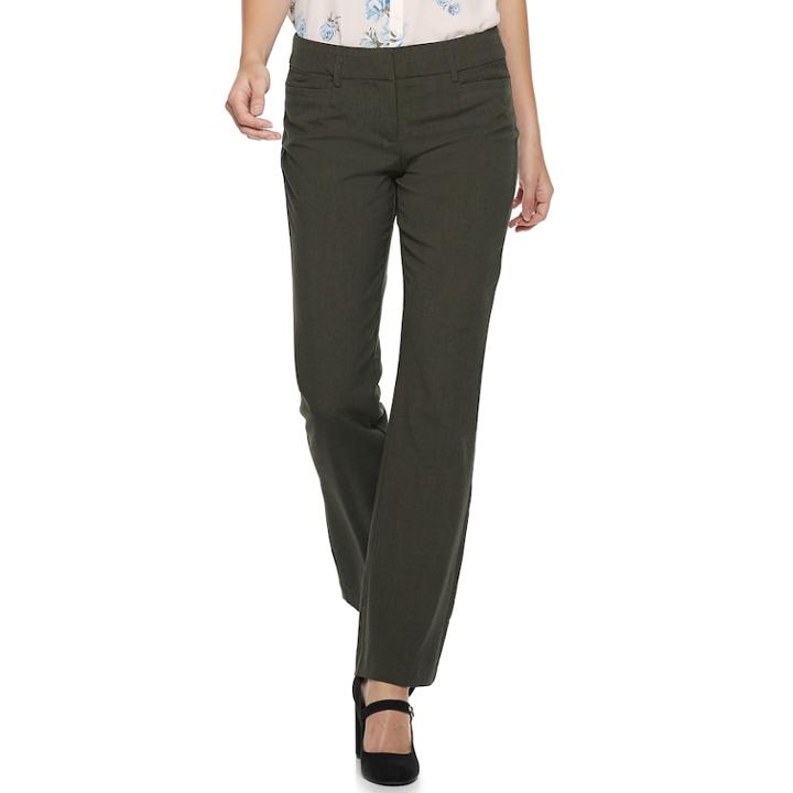 Juniors' Candie's&reg; Audrey Mid-rise Slimming Bootcut Pants, Teens, Size: 1, Green