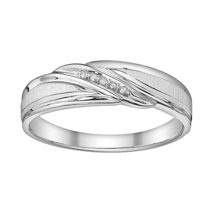 Platina 4 Diamond Accent Wedding Ring - Men, Size: 11, White