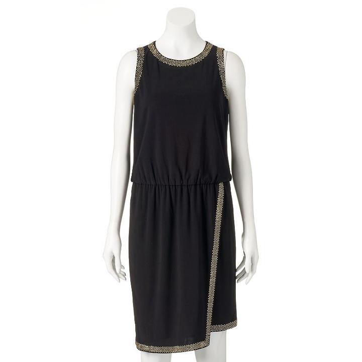 Women's Scarlett Studded Faux-wrap Dress, Size: 6, Grey (charcoal)