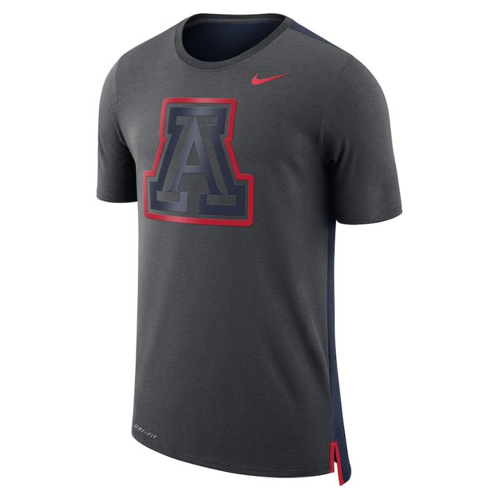 Men's Nike Arizona Wildcats Dri-fit Mesh Back Travel Tee, Size: Xxl, Grey (anthracite)
